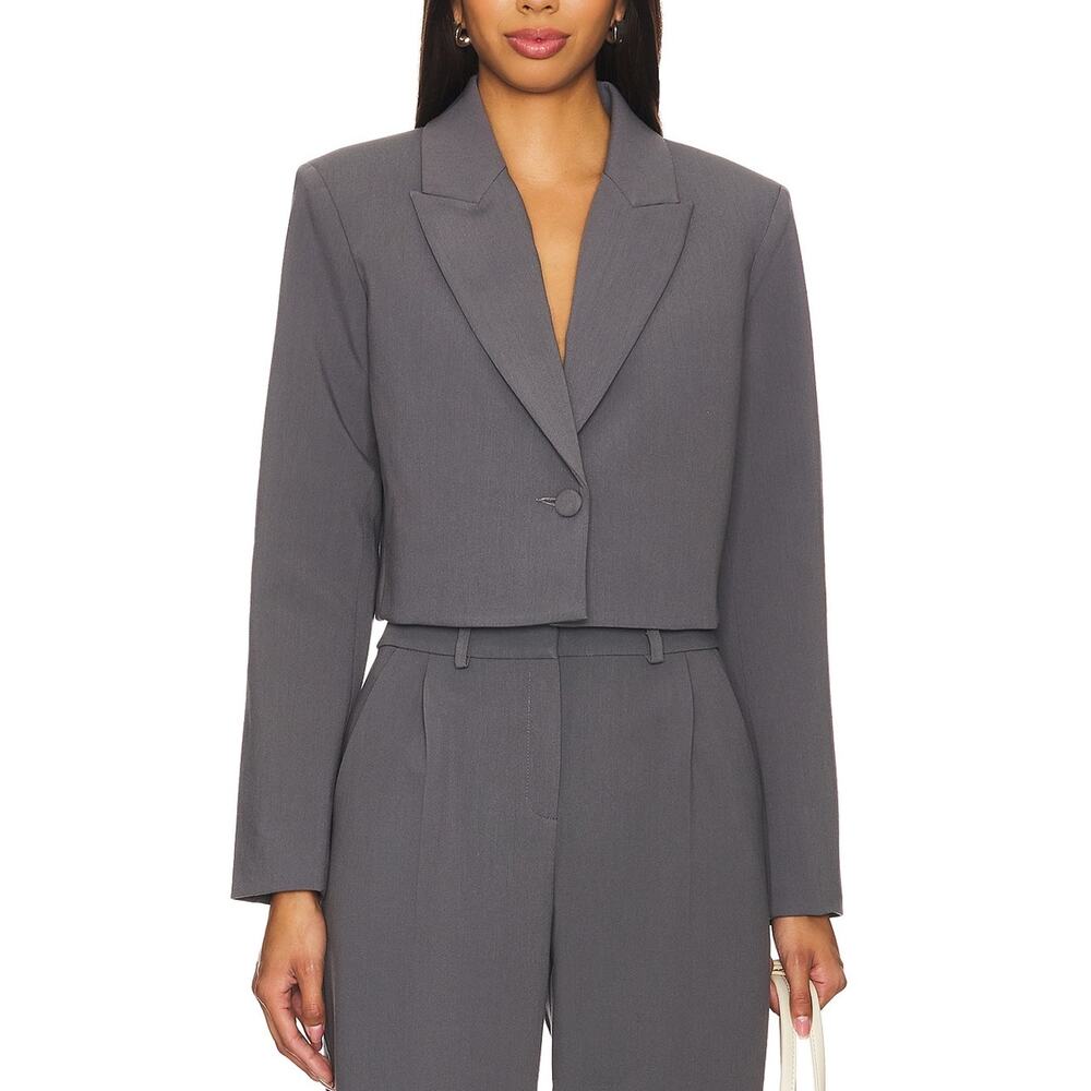 Amanda Uprichard Tailored Gray Reggie Crop Blazer Size XS